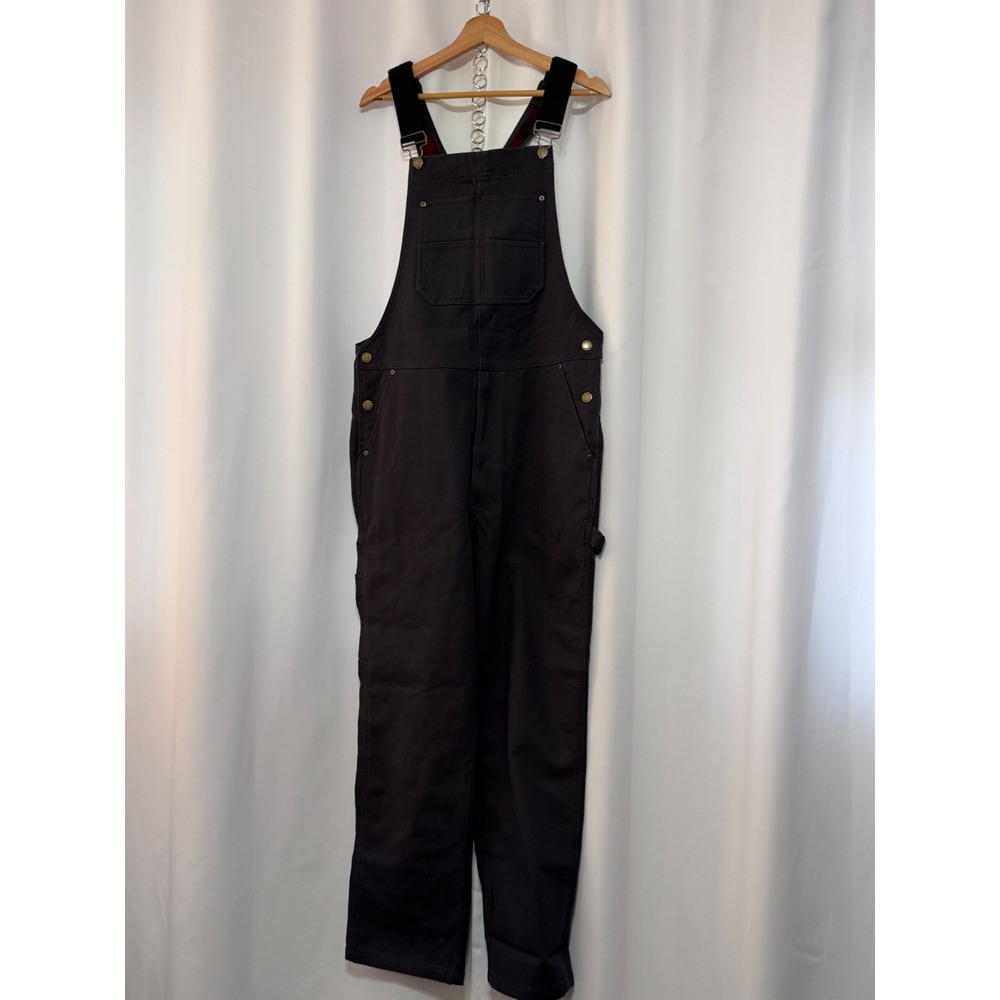 Coleman Mens Flannel Lined Bib Overalls Dark Gray Canvas Workwear 32x30 NEW